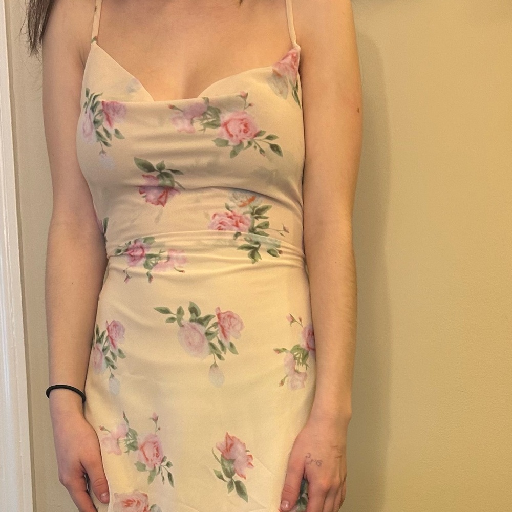 Princess Polly Watson Floral Dress. Yellow with Pink and Green - Picture 6 of 6